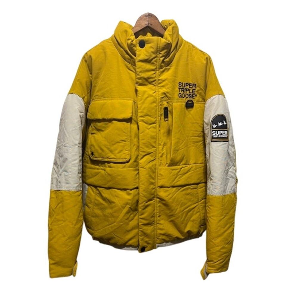 Super Triple Goose jacket snowboard ski winter coat yellow and cream NO HOOD